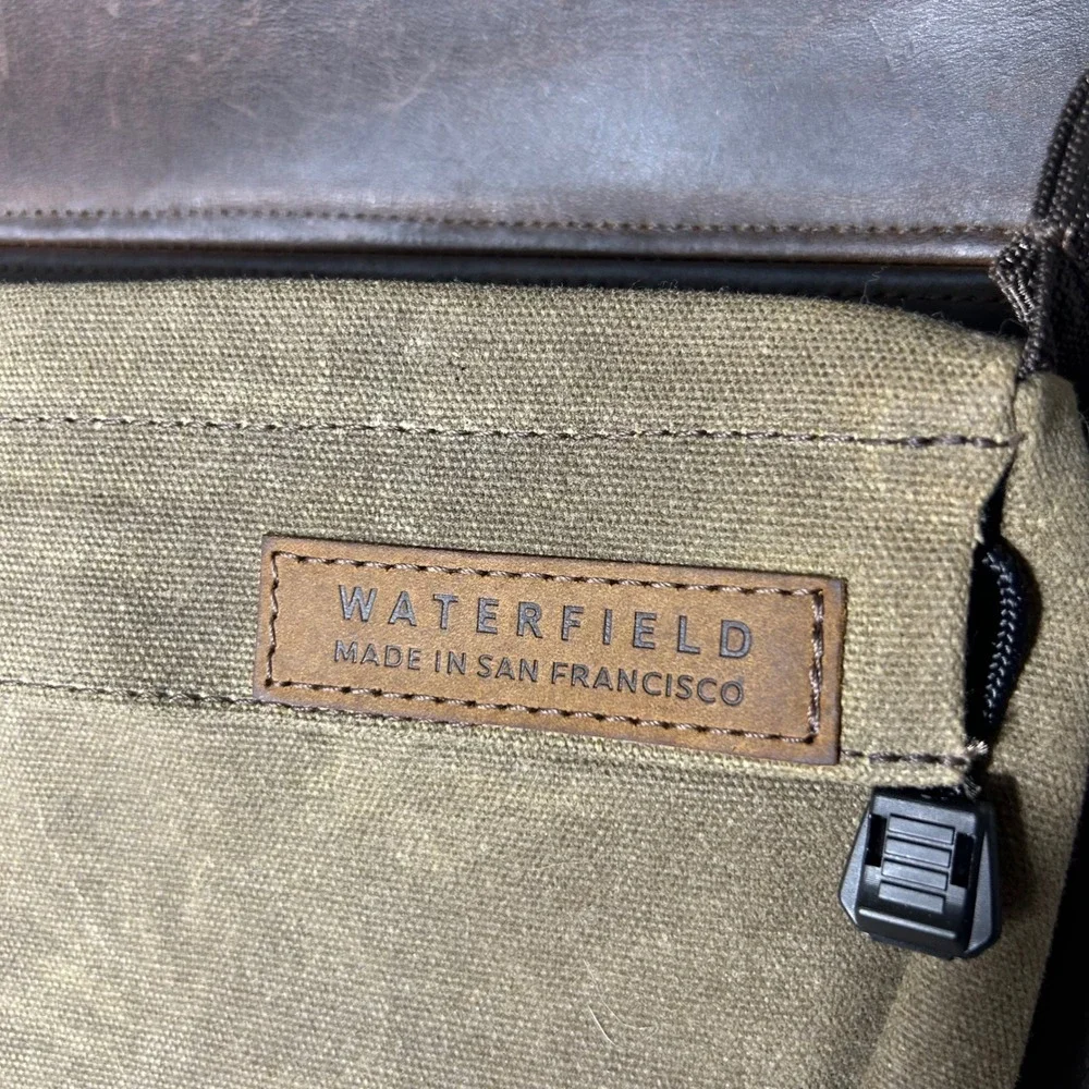 Waterfield Designs Muzetto Messenger Bag Brown Leather Waxed Canvas Made in‎ SF
